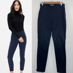 EVERLANE Side Zip Pant Cotton stretch Pant Navy Slim Fit High Waist size 4